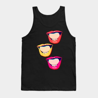 Groovy Old School Pop-Art Style Colorful Mouth Stack Tank Top